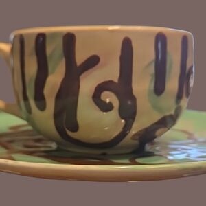 Vintage Deruta Italian Pottery Espresso Demitasse Cup and Saucer - Made in Italy